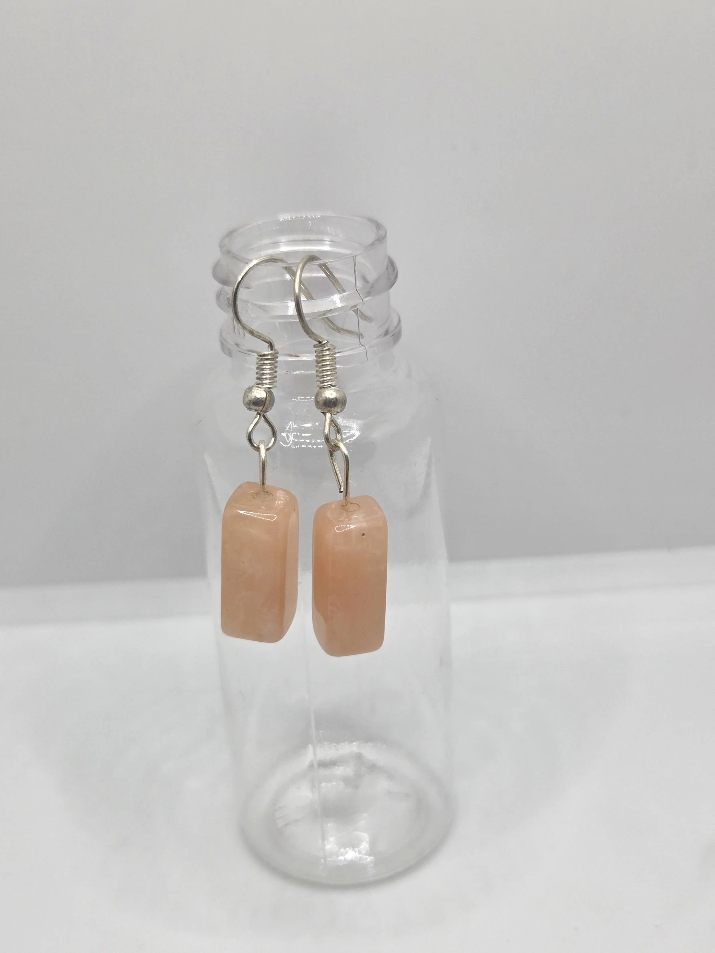 Solid Pink Rectangle Earrings