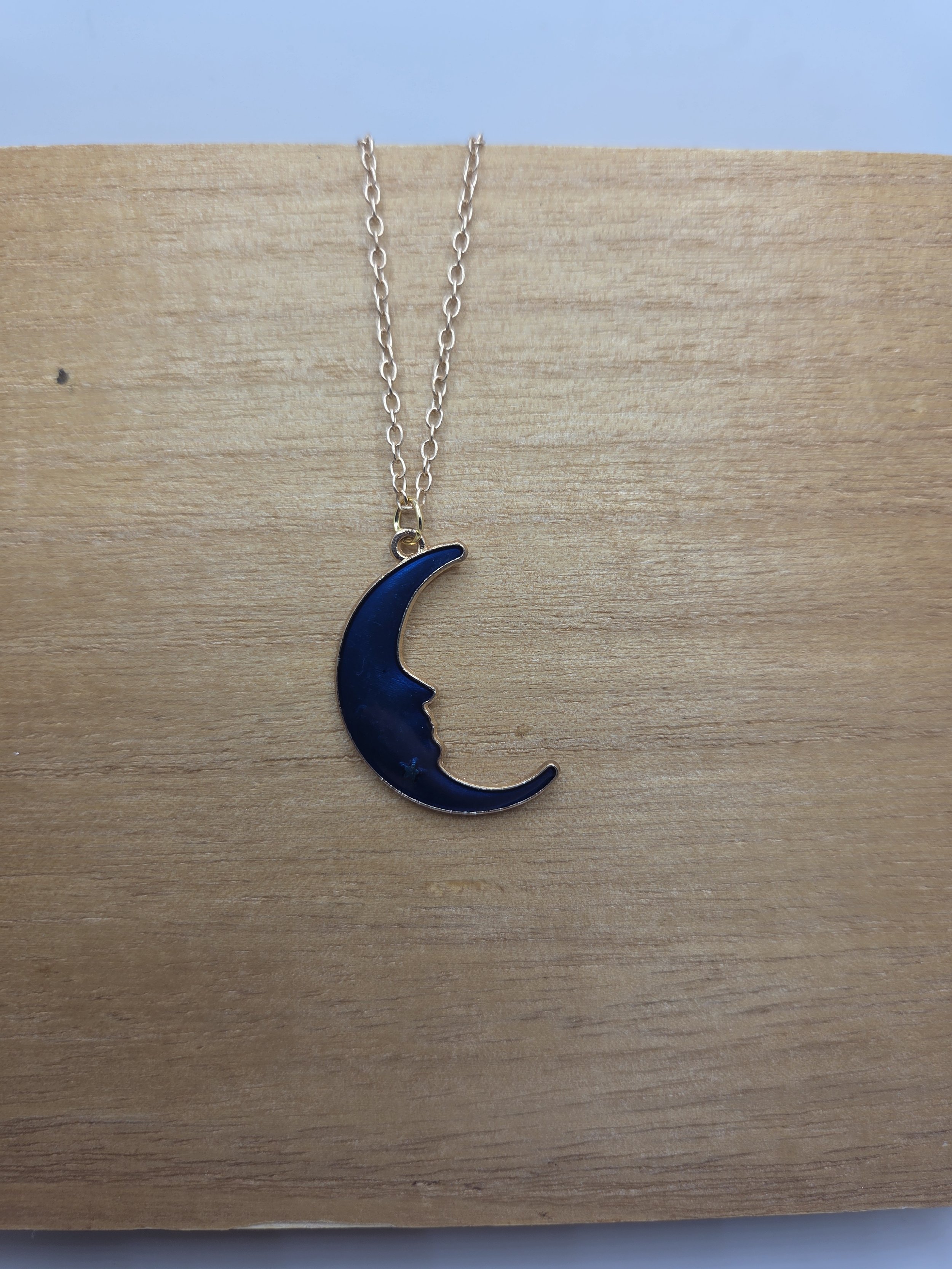 Blue Crescent Moon Necklace