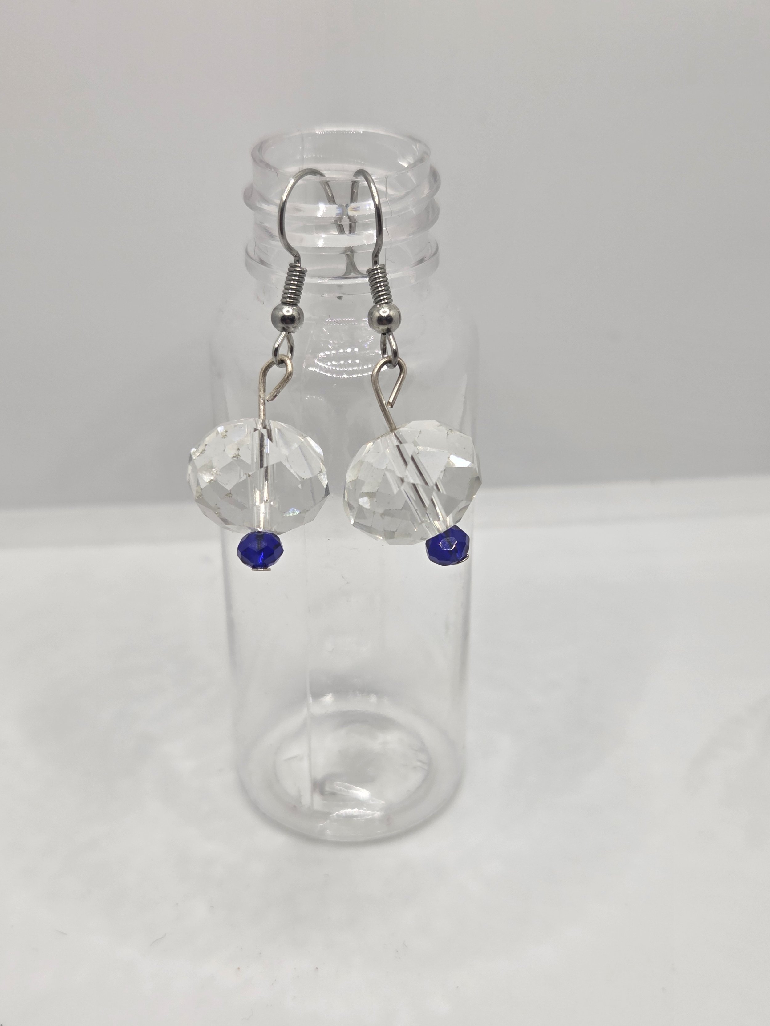 Clear and Blue Earrings