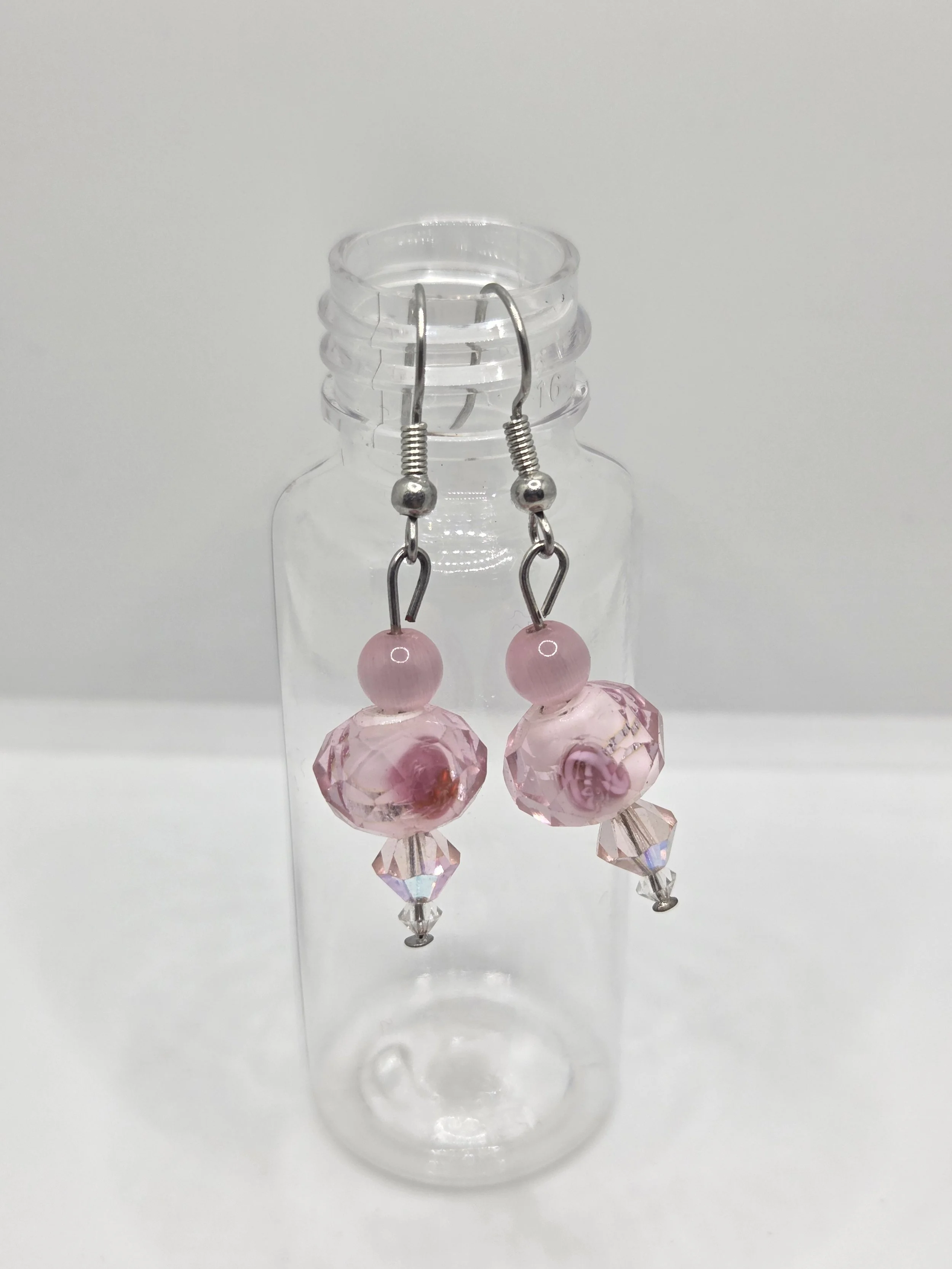 Pink Rose Earrings