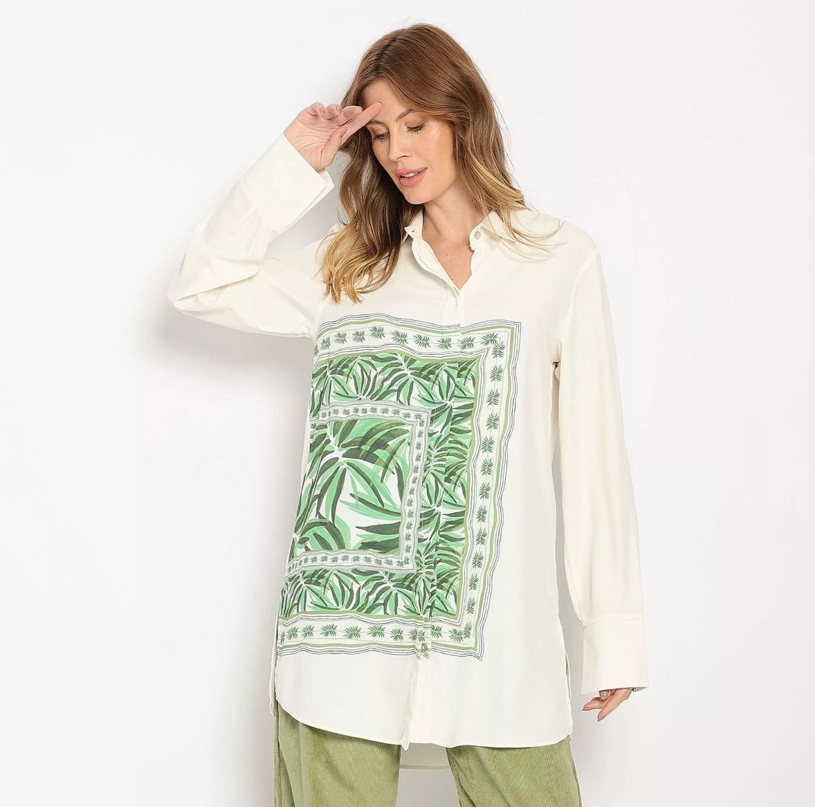 Camisa alongada folhagem - Lez a Lez