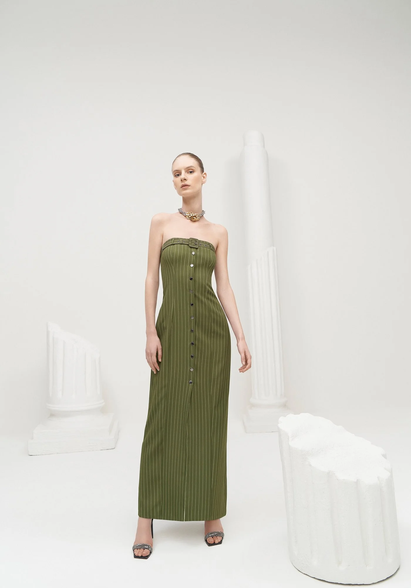 Vestido longo com cinto verde - Lez a Lez