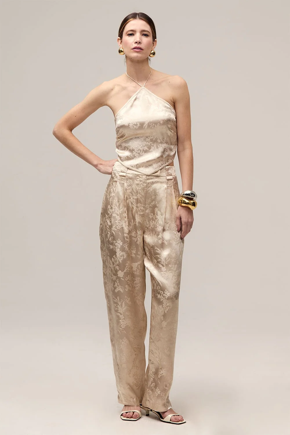 Calça gold em jacquard - By NV