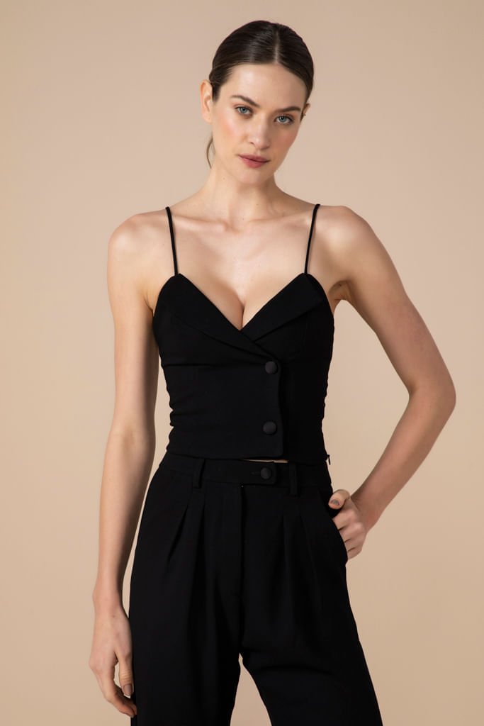 Top preto em crepe - Carol Bassi