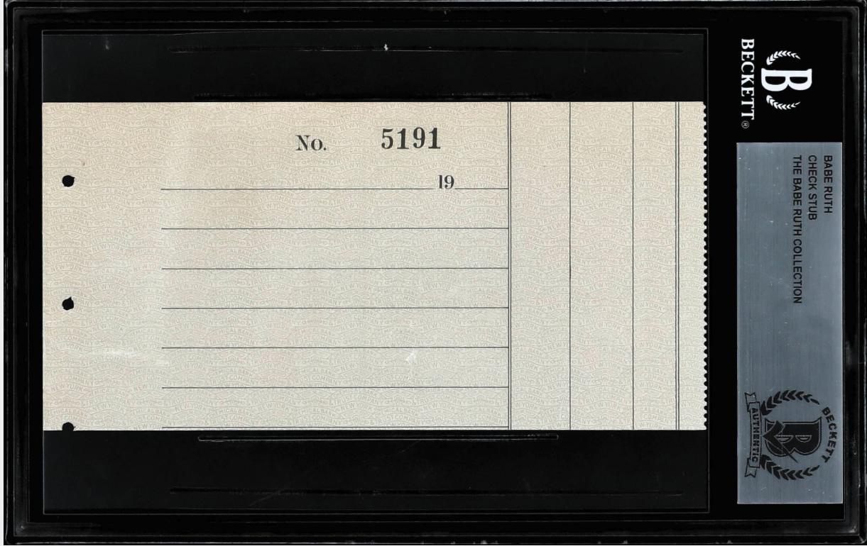 Babe Ruth Check Stub