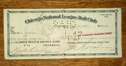 Fred Mitchell 1917 Check.png