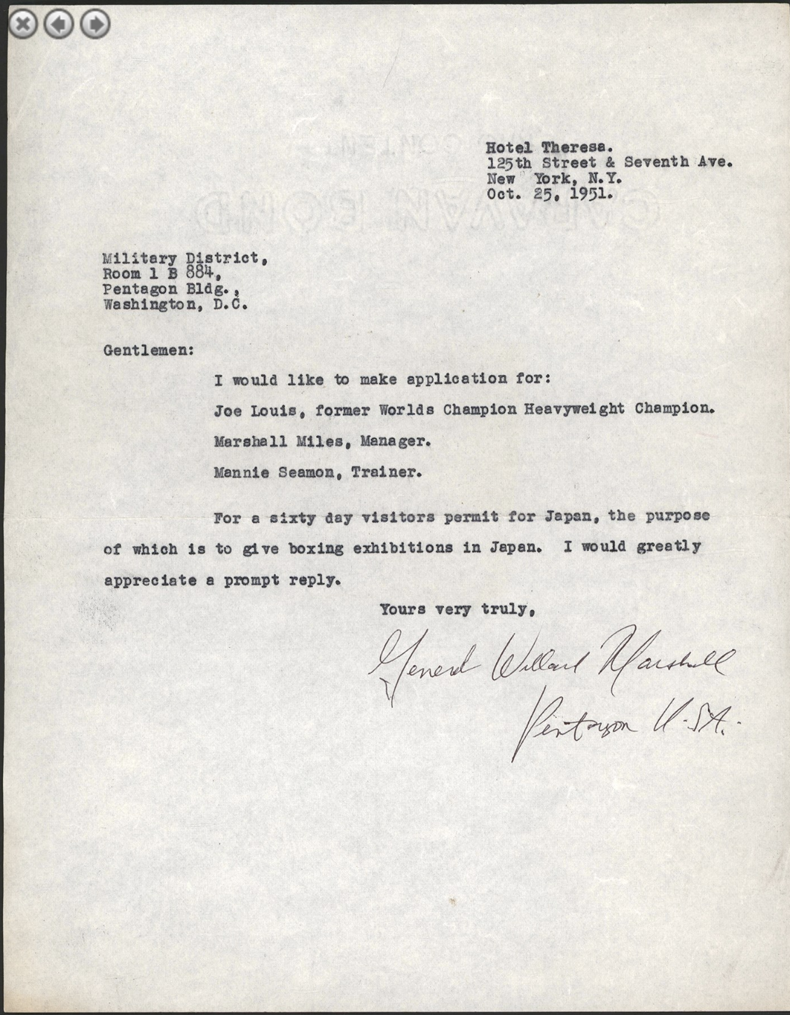 The Pentagon Letter That Sent Joe Louis to His Final Fight