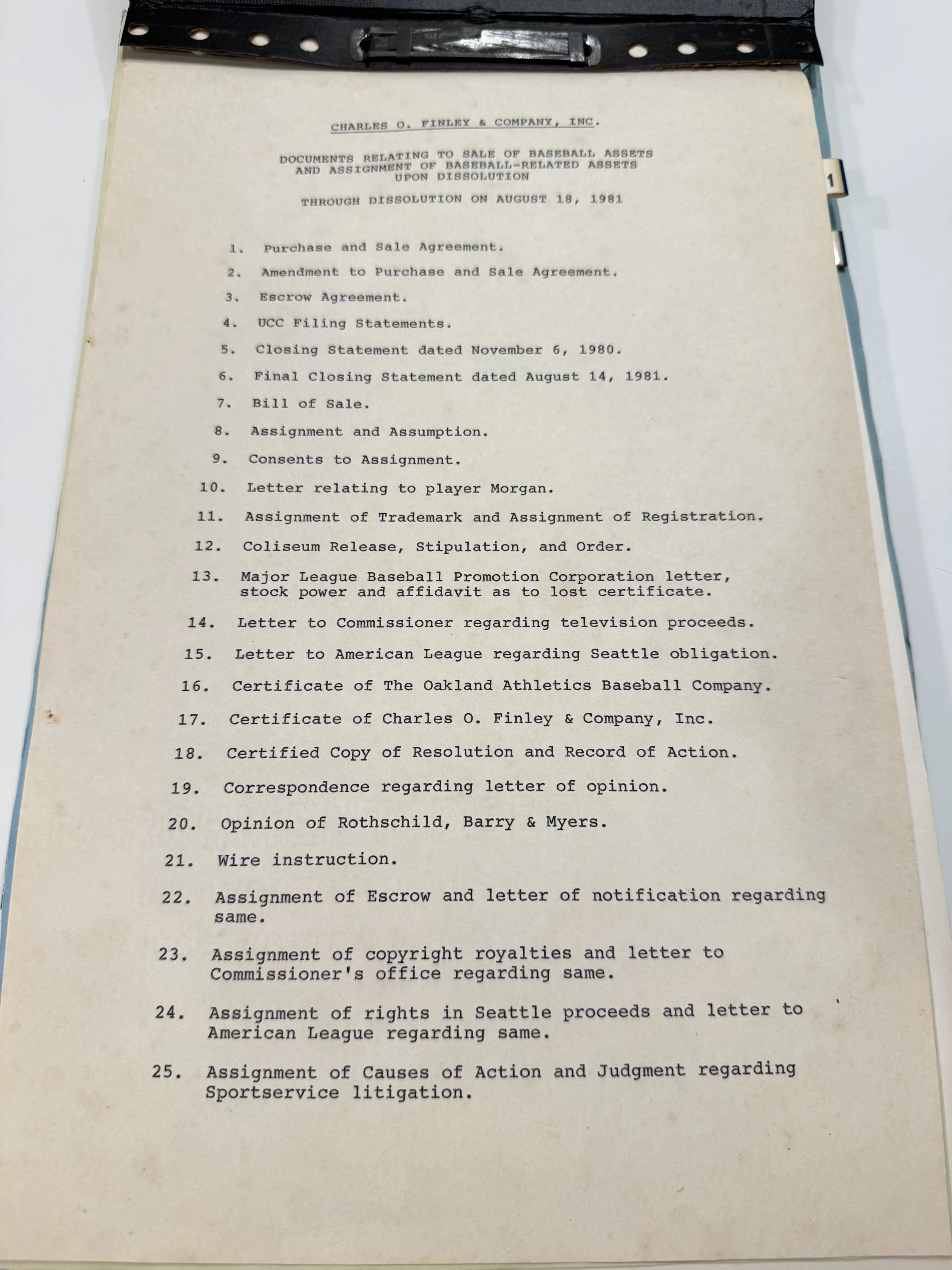 The 1980 Sale Documents for the Oakland Athletics