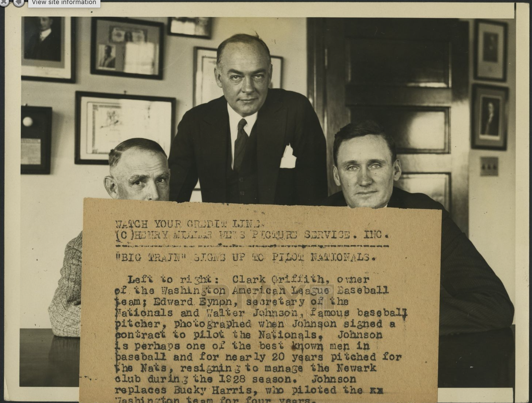 Walter Johnson 1929 Contract Photo Description.png