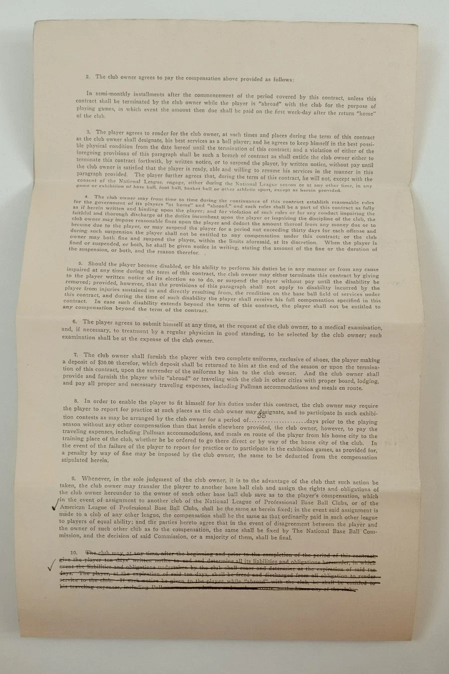 Fred Mitchell 1919 Chicago Cubs Contract 4.webp