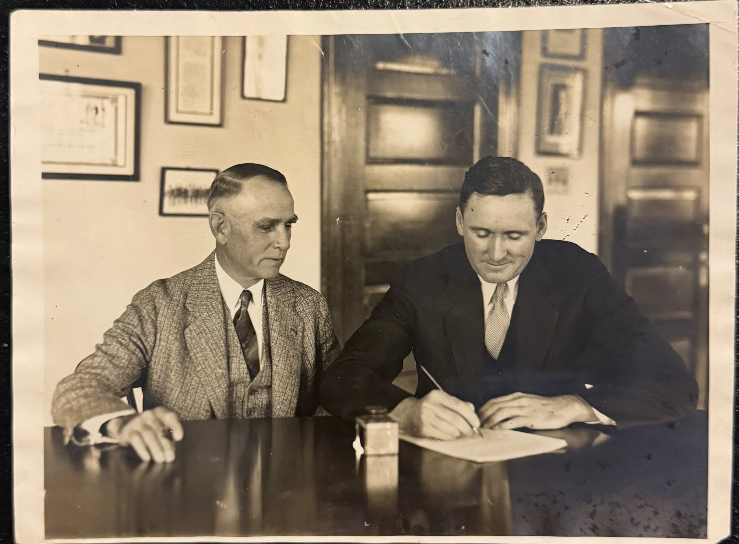 Walter Johnson Signs First Managerial Contract - Original 1929 Photo