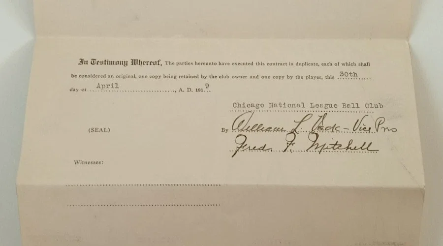 Fred Mitchell 1919 Chicago Cubs Contract 5.webp
