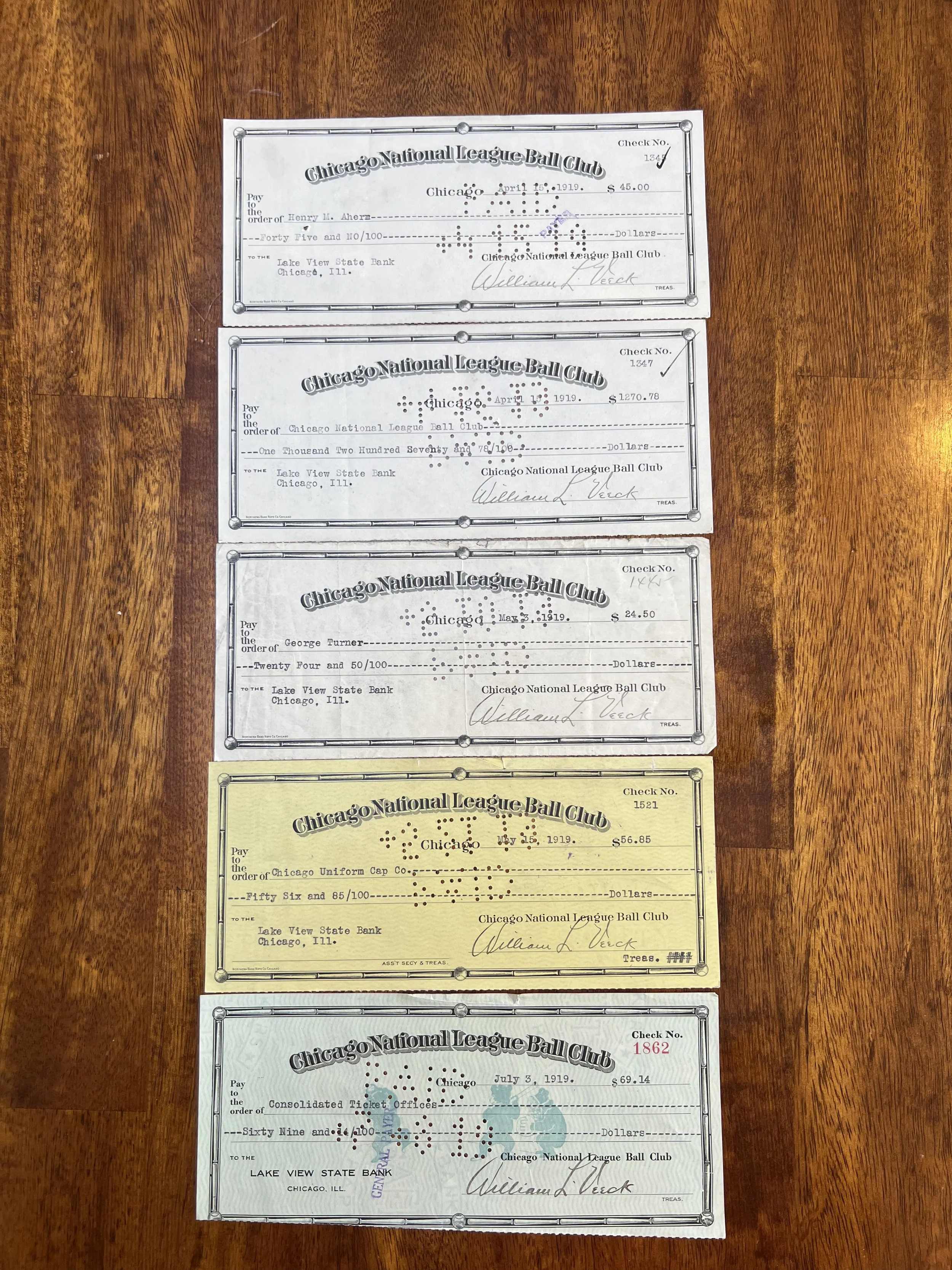 1919 Chicago Cubs Checks (Front).jpeg