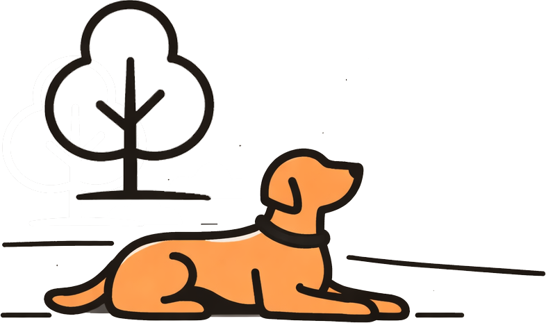 illustration of a dog in the west loop in a sit stay