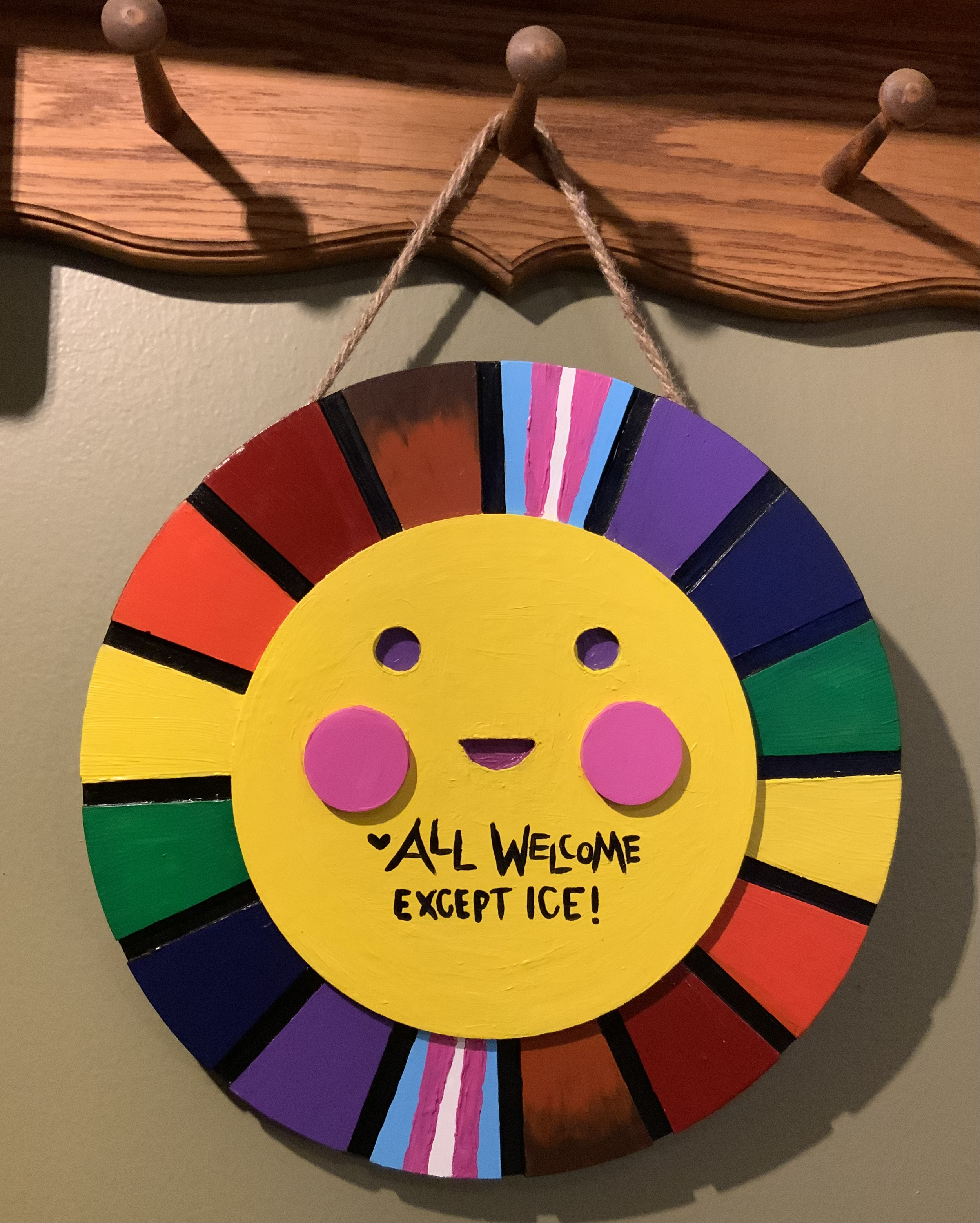 wood and acrylic sign - show your customers that you welcome ALL people regardless of gender, sexuality, or race... but there is just ONE exception :) - FREE to a local business who wants her! Let me know if that's you.