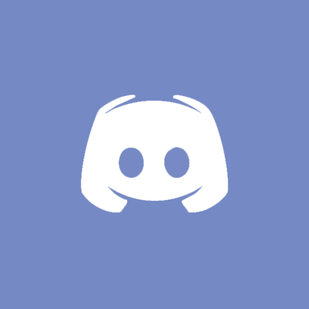 Black and white Discord logo on a blue background
