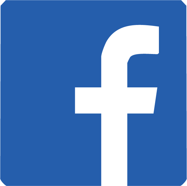 Facebook logo with white lowercase letter 'f' on a blue background.