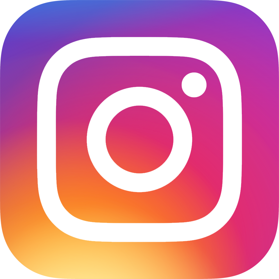 Instagram logo with a gradient background of purple, pink, orange, and yellow.