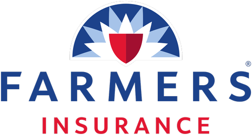 Farmers Insurance logo with a blue, white, and red shield emblem above the text.