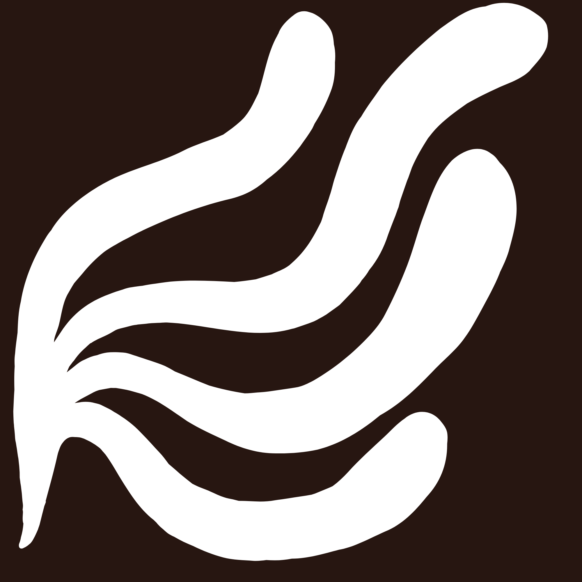 An abstract outline icon with a rainbow-shaped pattern within a circle shape.