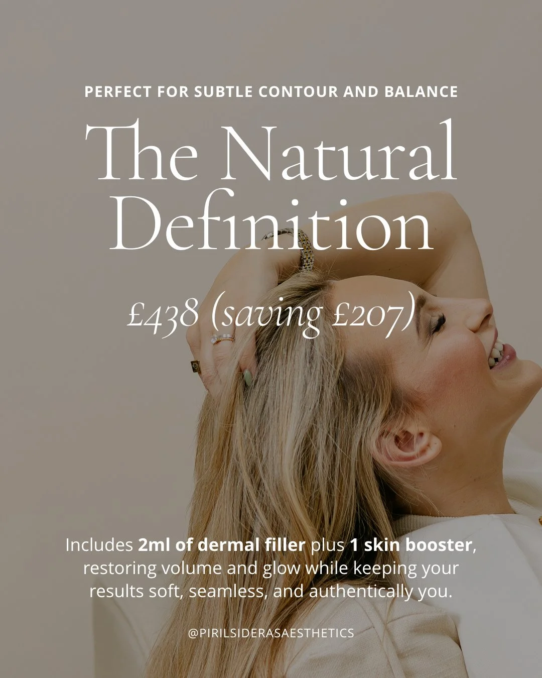 For those who want balance - not exaggeration ✨⁠
⁠
The Natural Definition package includes 2ml of dermal filler + 1 skin booster, restoring volume, structure and luminosity while keeping your results soft, seamless, and authentically you!⁠
⁠
No trend