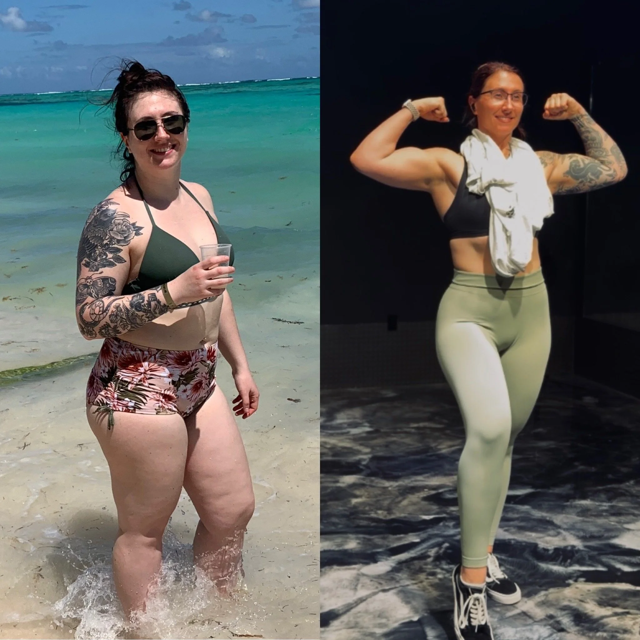 Natalie's 60+ pound fitness transformation through strength training and sustainable nutrition.