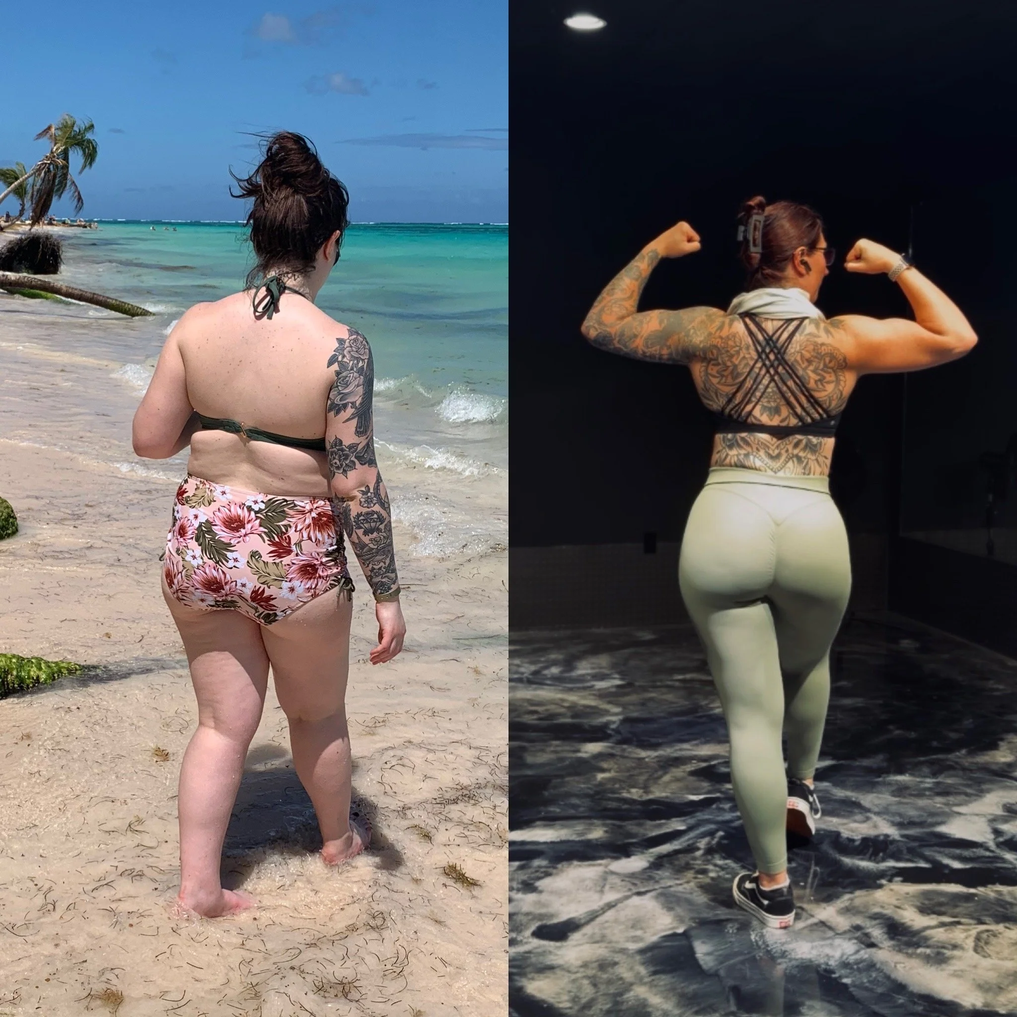 Natalie's 60+ pound fitness transformation through strength training and sustainable nutrition.