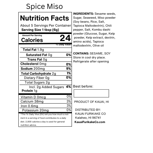 Spicy miso 1 sheet Nutriotion fact.png