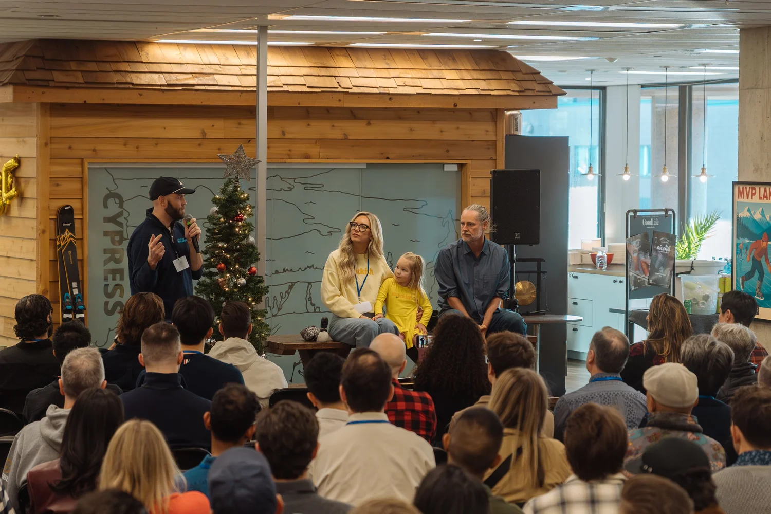 Speakers and guests taking part in a panel conversation at North House