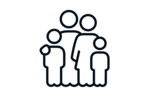 Line drawn icon of family