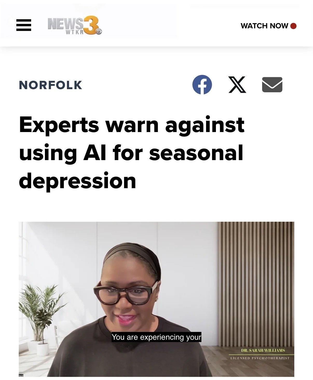 What I Shared on WTKR News About AI, Seasonal Depression, and Why Human Connection Still Matters