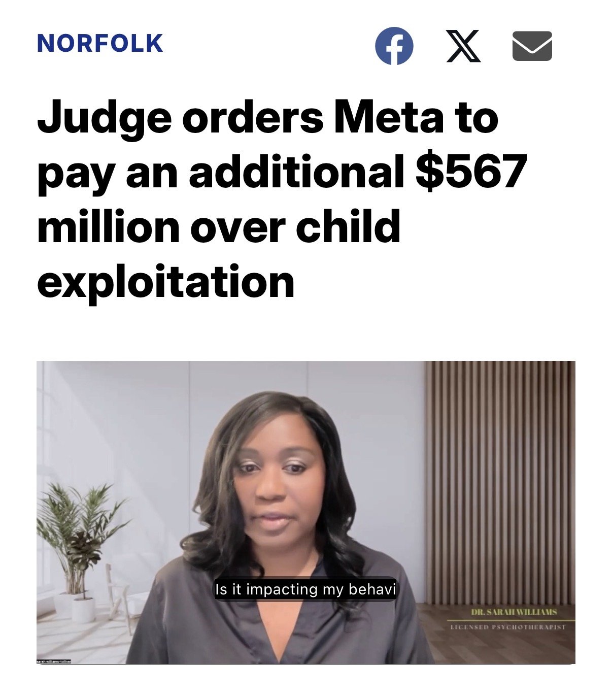 What I Shared on WTKR News About Meta, Child Exploitation, and the Mental Health of Young People