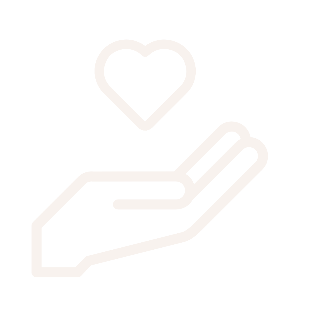 Outline of a hand holding a heart.