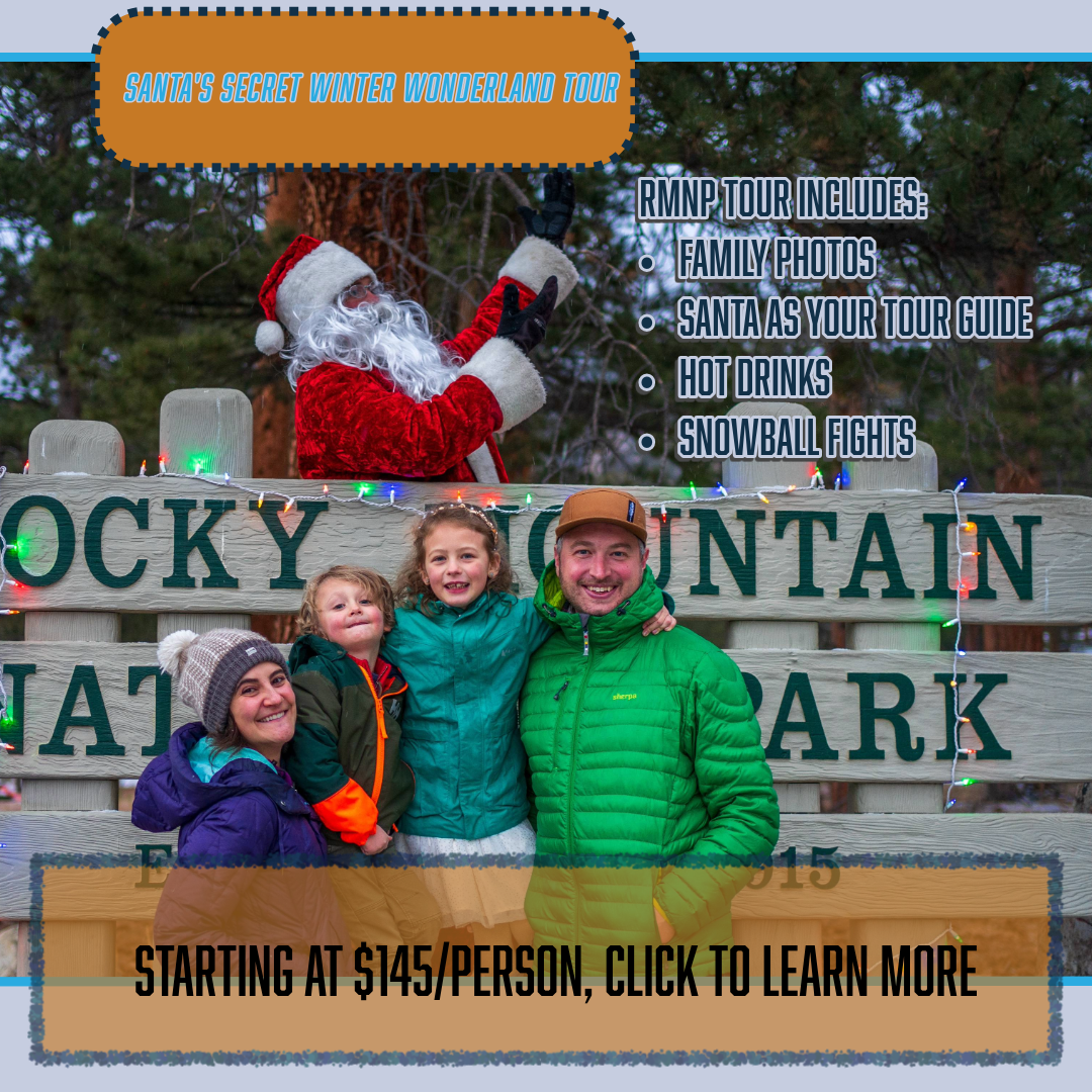 Capture the perfect Christmas card moment with Santa in the Colorado Rockies. Book your family photo session now