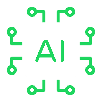 Green AI chip with circuit lines extending outward