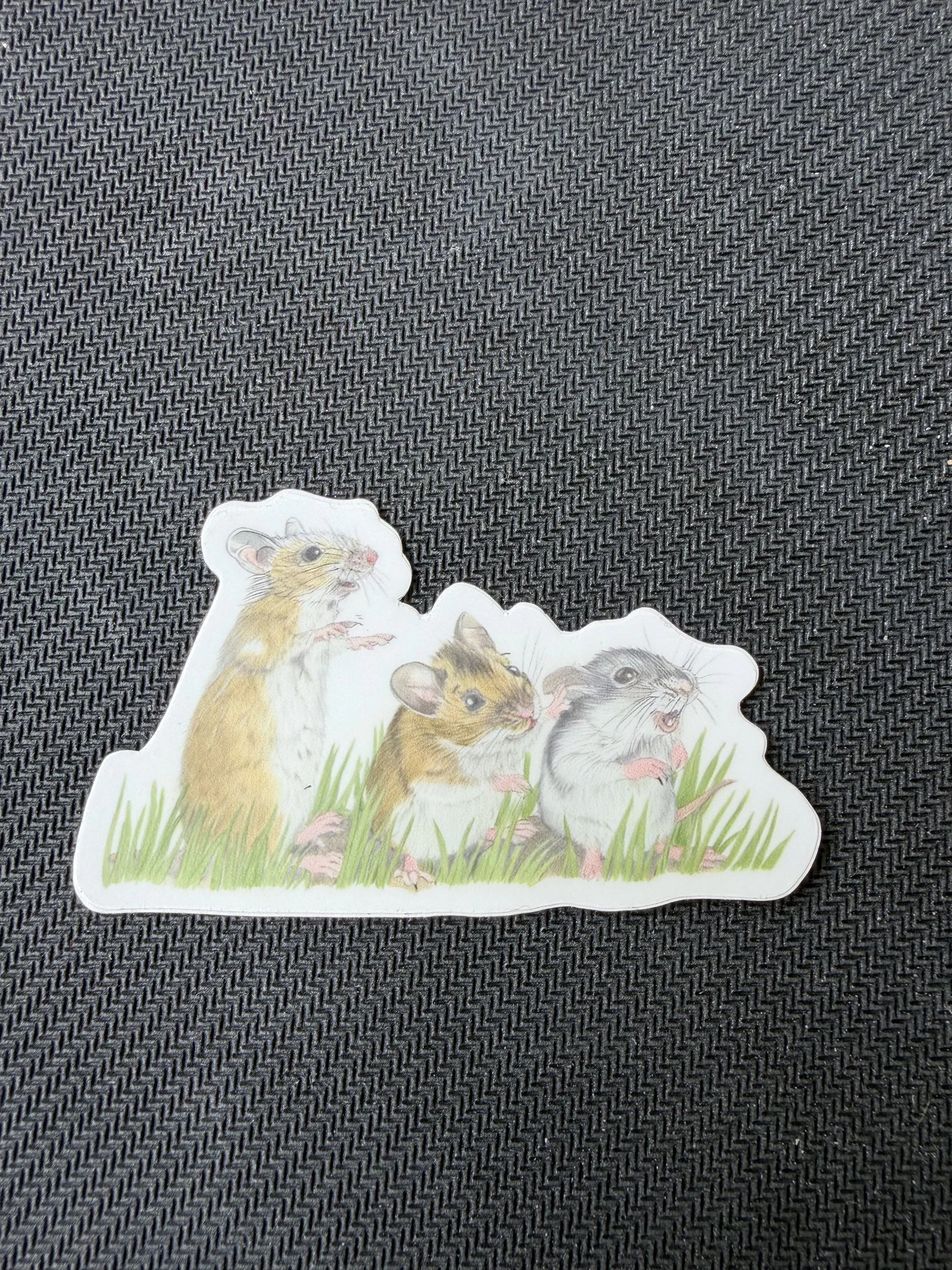 3 pack of  stickers - 1 of mice, 1 of Carmine, 1 of Cardinal
