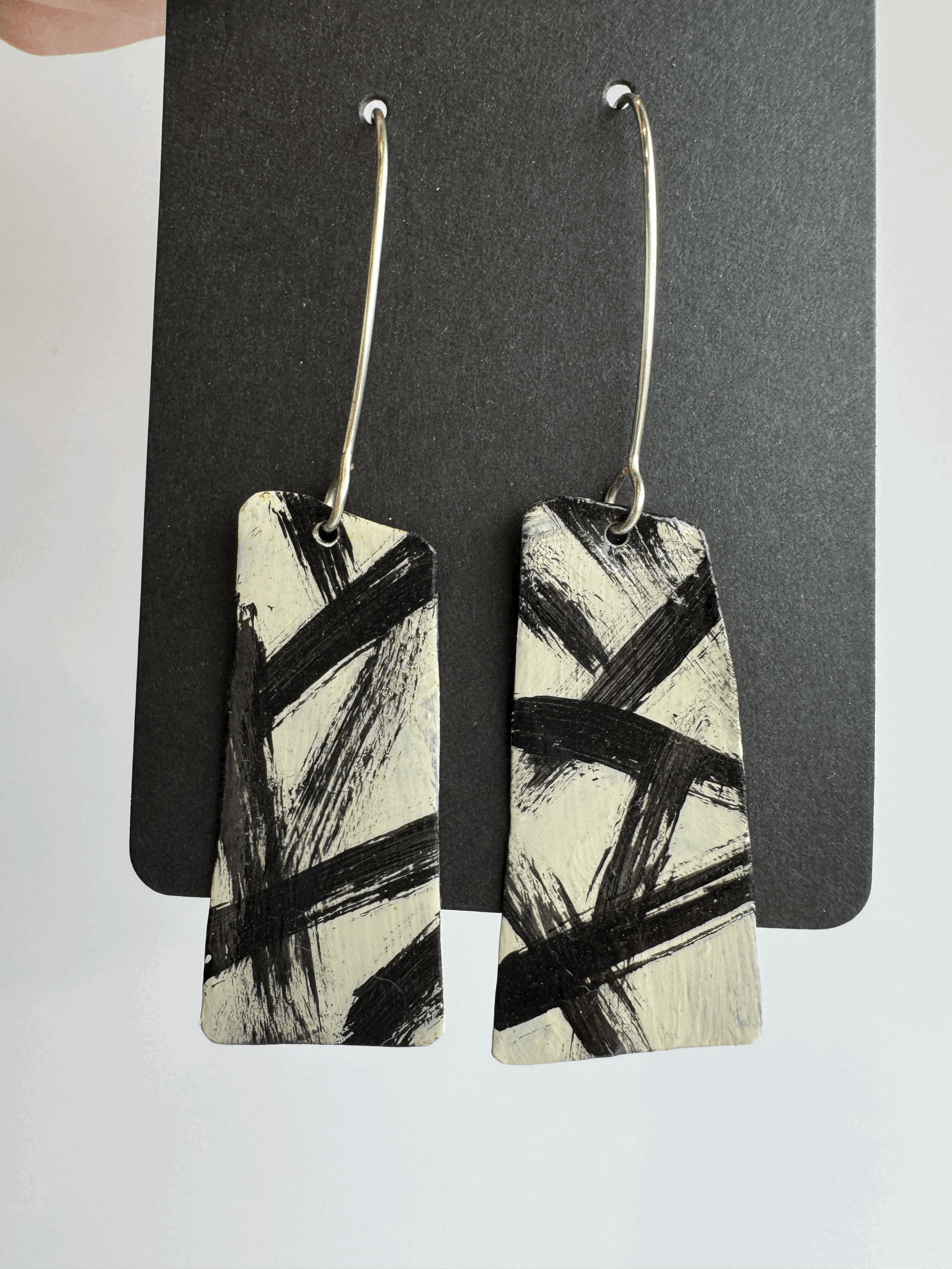 Modern Forged Earrings, black and white