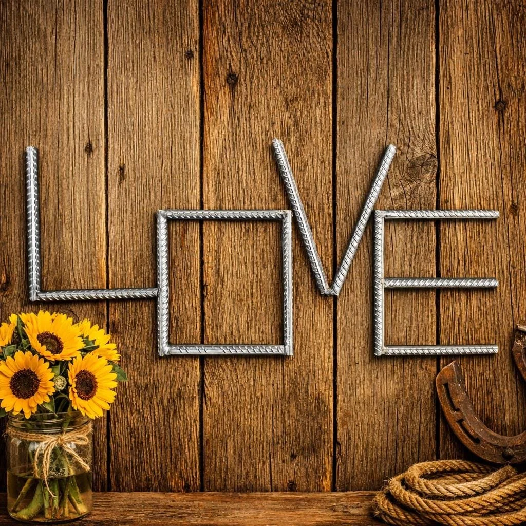 LOVE Rebar Metal Wall Art