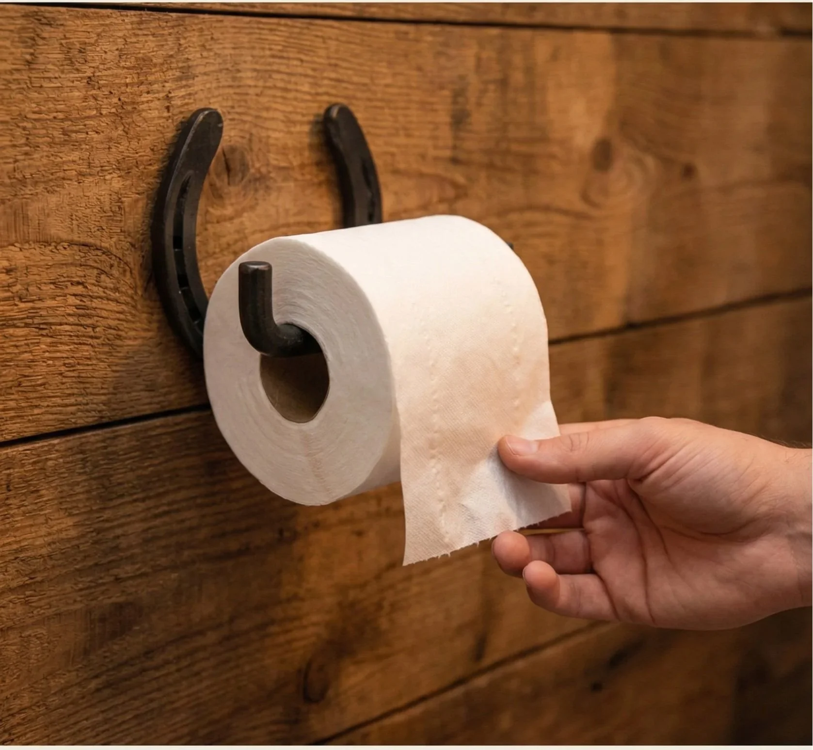Handmade Horseshoe Toilet Paper Holder Rustic Farmhouse Bathroom Decor