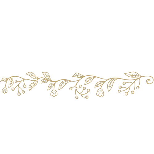 Decorative floral gold outline design on black background.