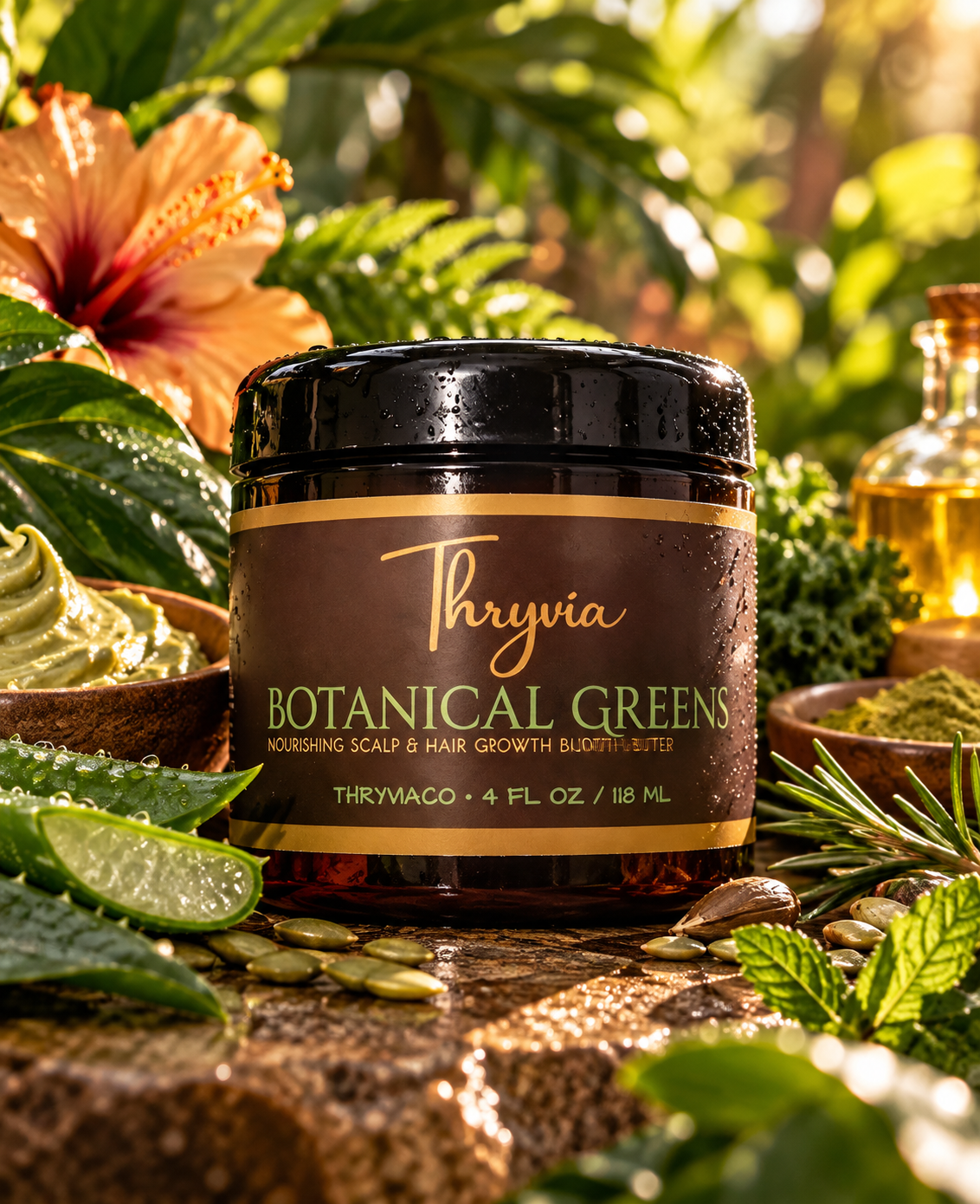 BOTANICAL GREENS – NOURISHING SCALP & HAIR GROWTH BUTTER (4 oz)