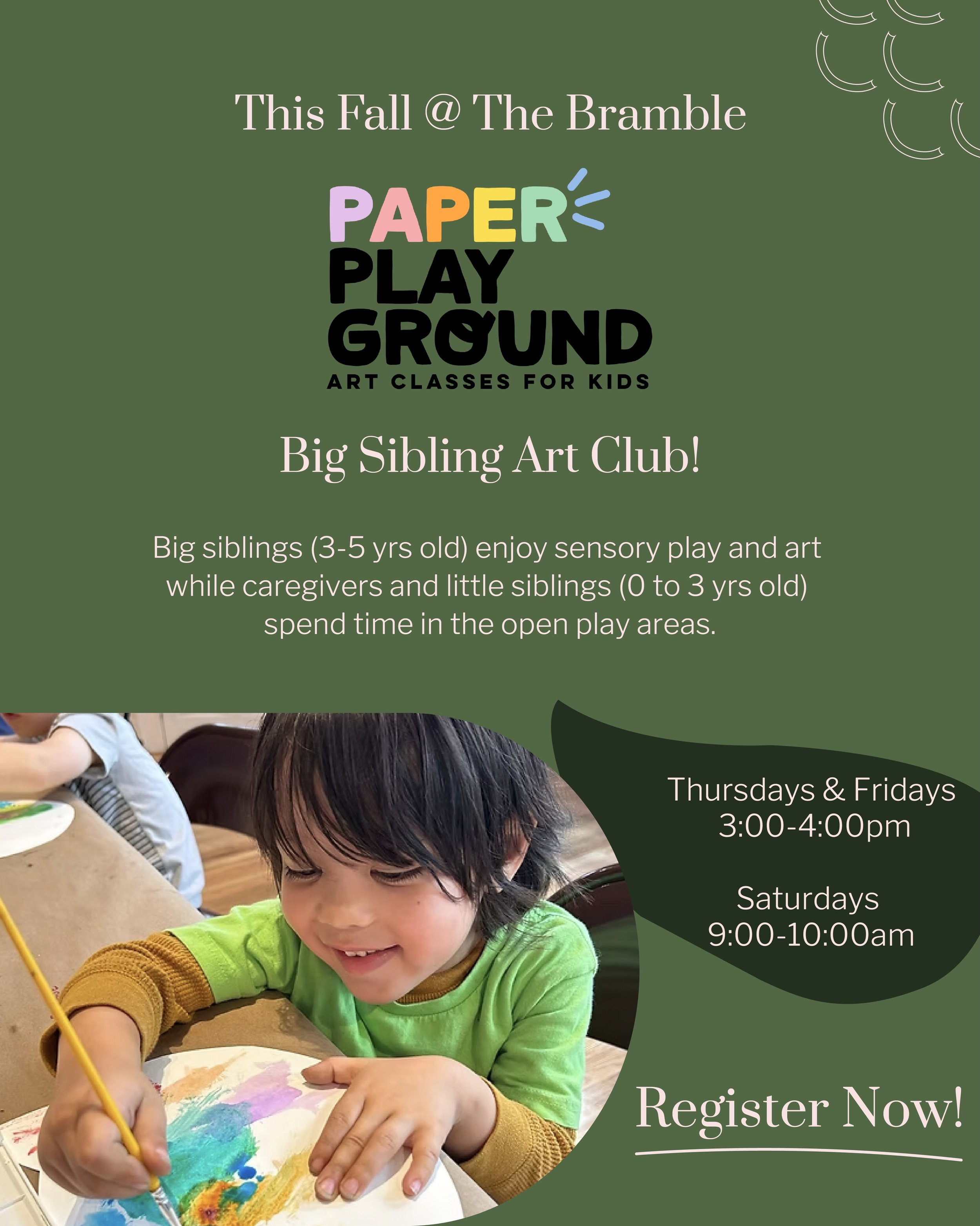 The Bramble is thrilled to partner with another local business from just down the block, @paperplaygroundbk !

Join us for a journey of creativity and discovery in our Big Sibling Art Club, run by the fabulous team at Paper Playground and specificall