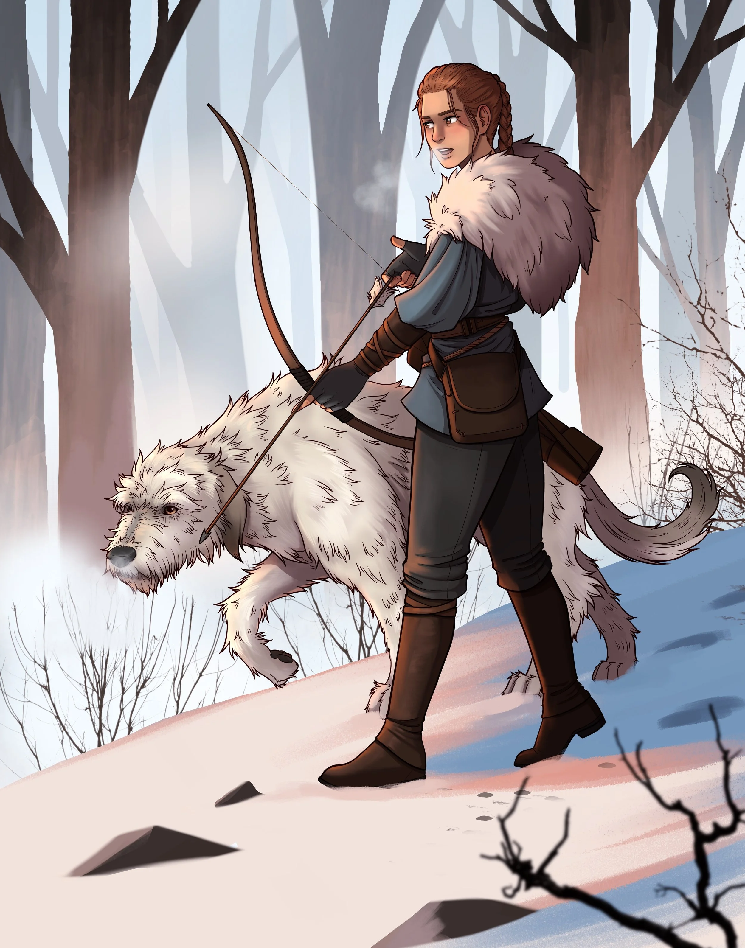 Kiena and her hunting dog, Albus.