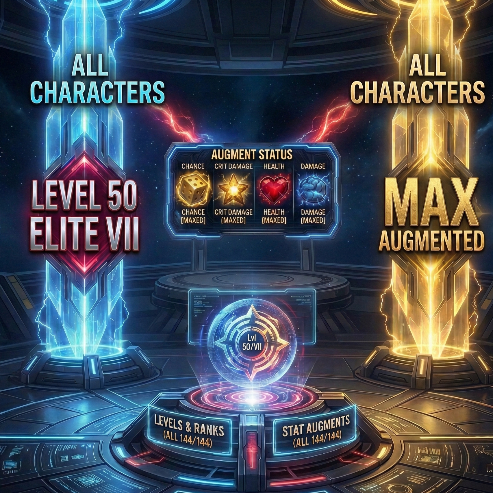 (Bannable) All Characters Level 50 Elite VII and AND Max Augment