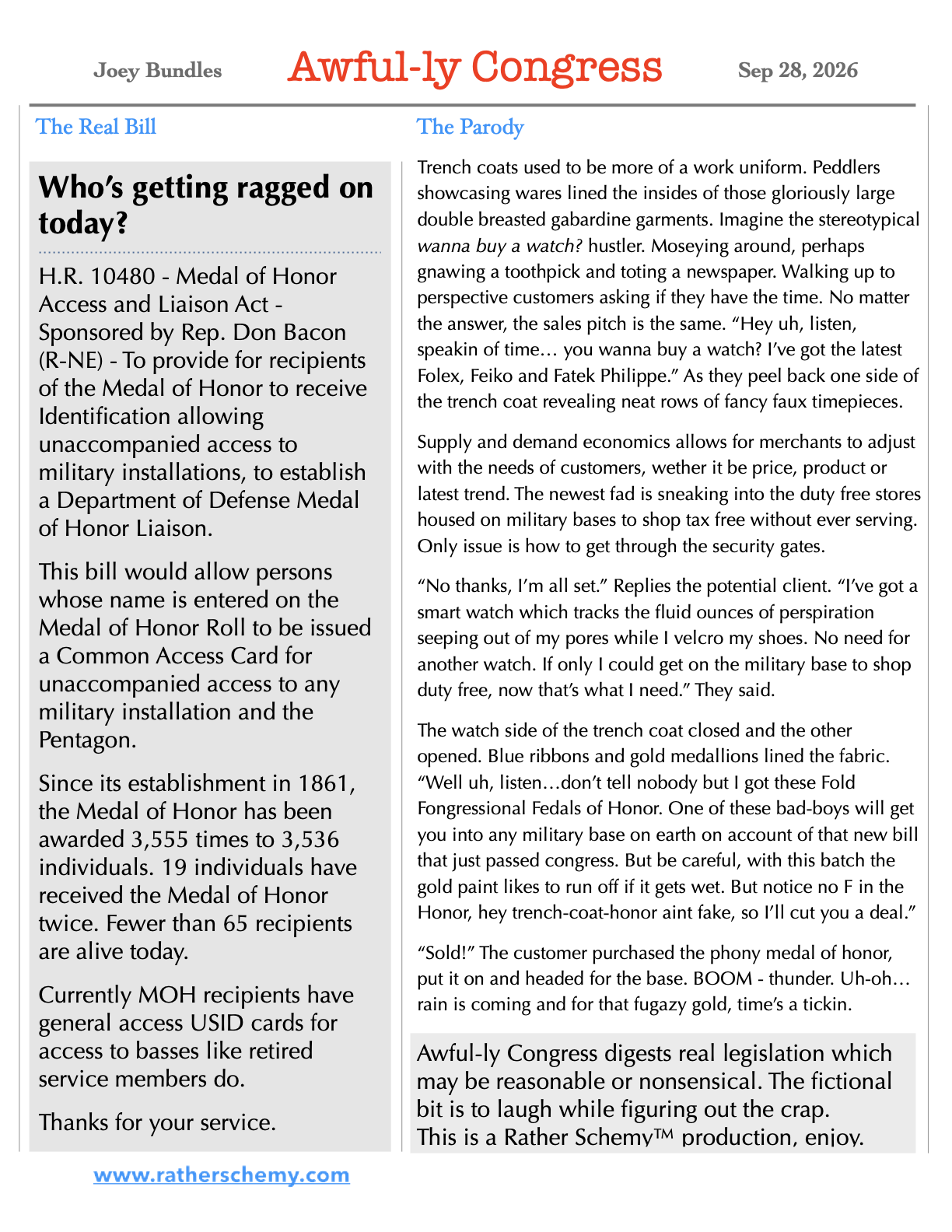 Awful-ly Congress Legislative Newsletter