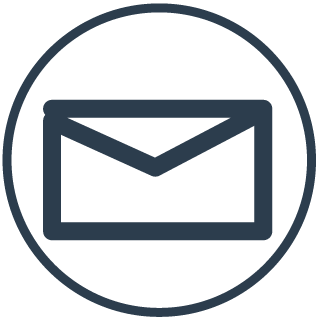 Icono de un sobre de correo electrónico dentro de un círculo.