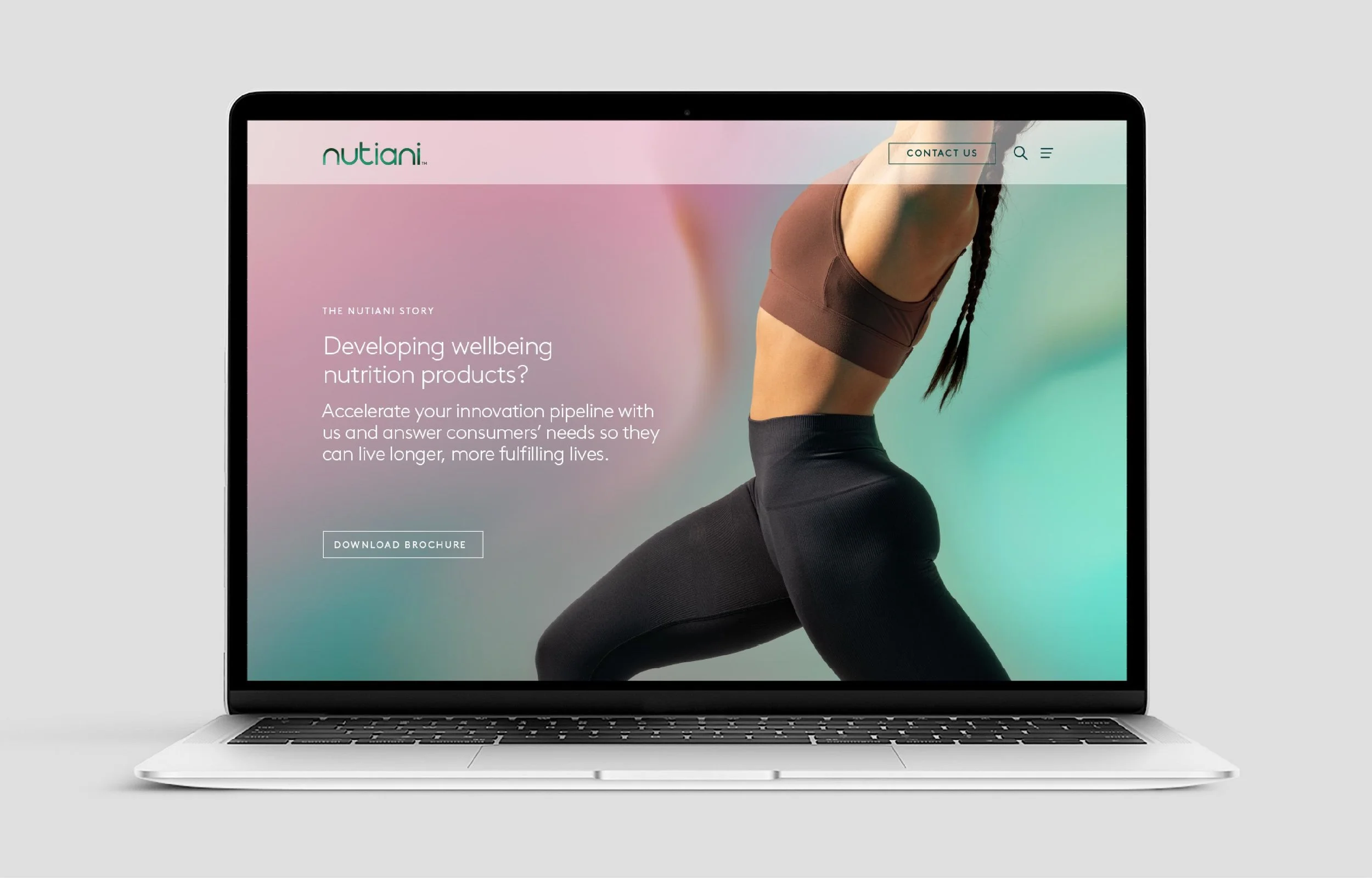 Photo of the Nutiani website on a laptop device.