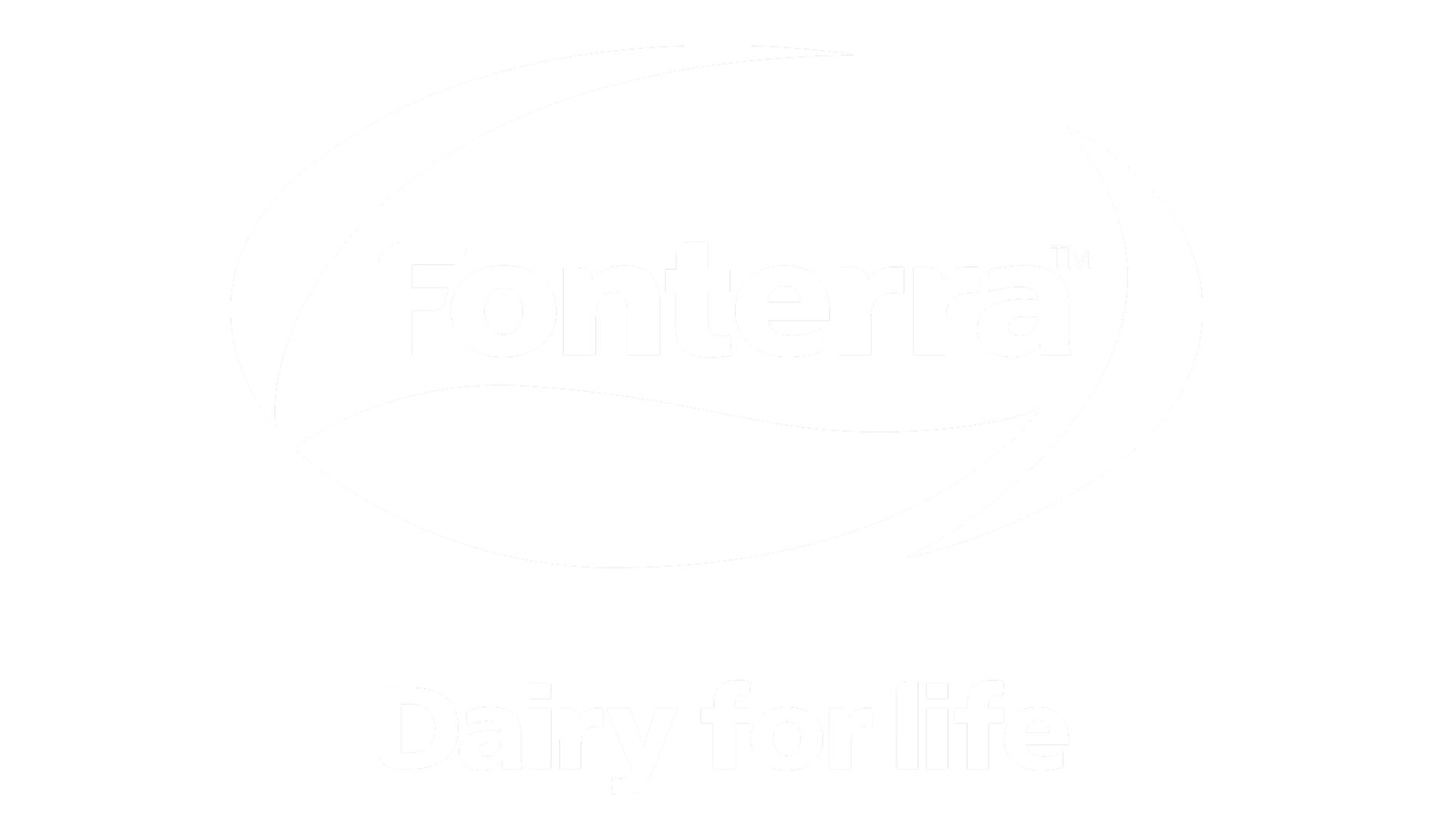 Black and white logo with the text 'Fonterra' inside an oval and the phrase 'Dairy for life' below.