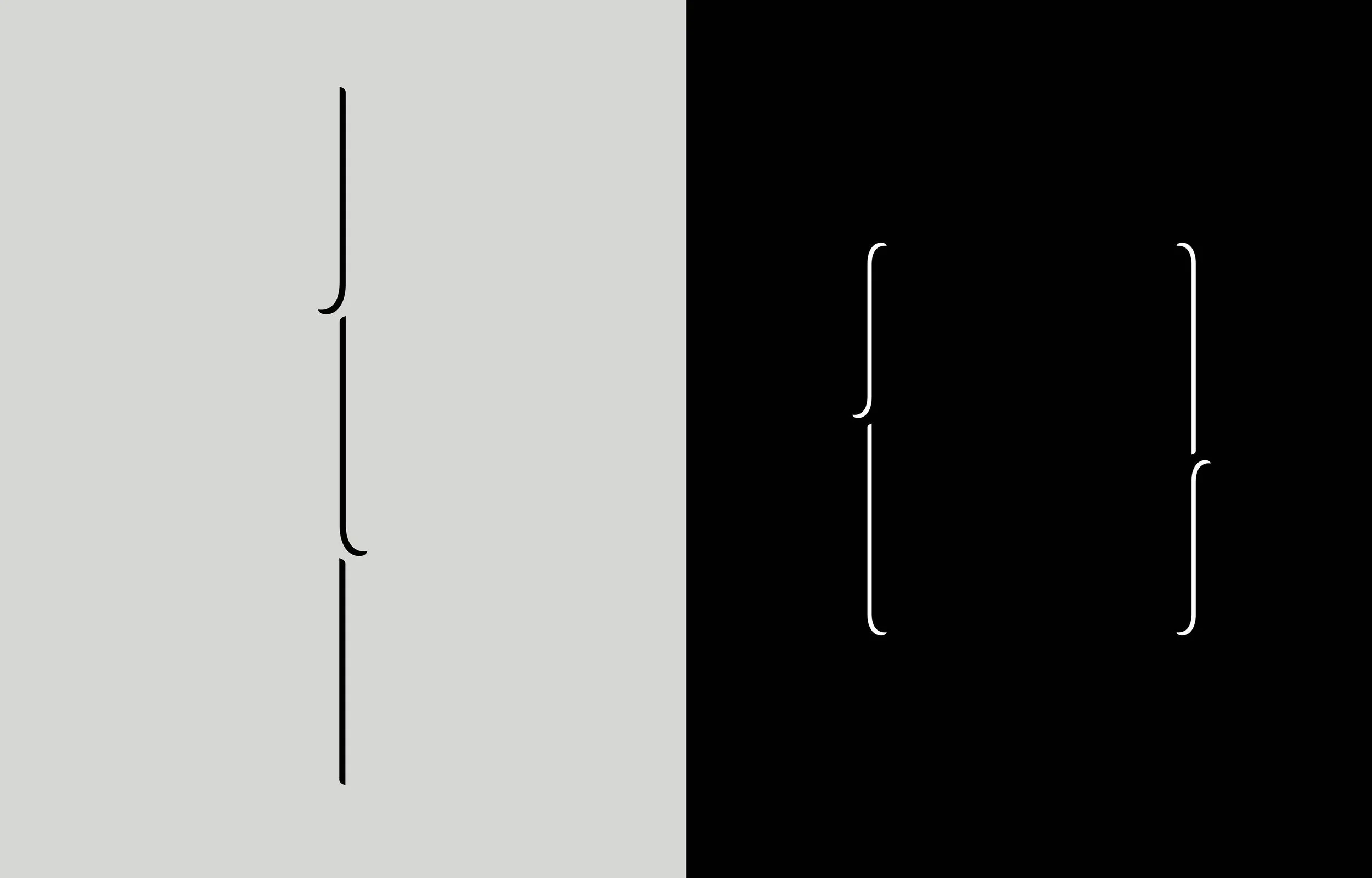 Comparison of two mathematical expressions with brackets, one on a light gray background and the other on a black background.