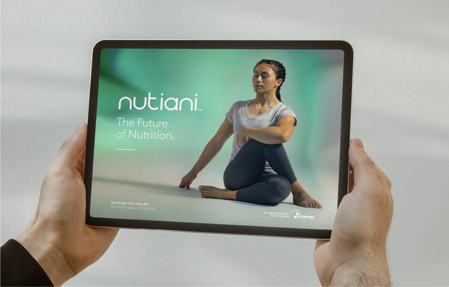 Shot of Nutiani website on a tablet device.